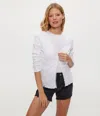 Michael Stars Beatrice Supima Rib Lace V-neck Cardigan In White