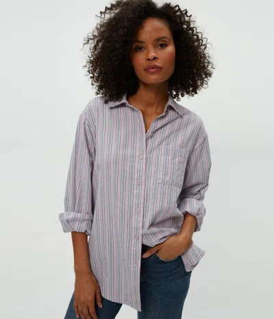 Michael Stars Beau Oversized Button Down-sachet Stripe In Multi