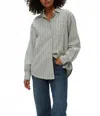 Michael Stars Beau Oversized Button Down-seacrest Stripe In Green Multi In Green