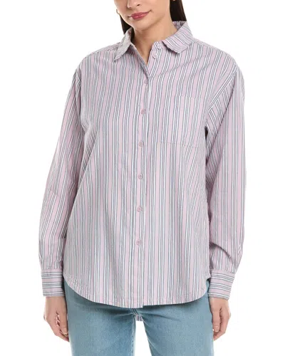 Michael Stars Beau Oversized Button Shirt In Blue