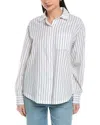 Michael Stars Beau Button Down In Navy Stripe In White