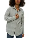 Michael Stars Beau Oversized Button Down-seacrest Stripe In Green Multi In Green