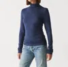 Michael Stars Beck Ruched Turtleneck Sweater In Nocturnal In Blue