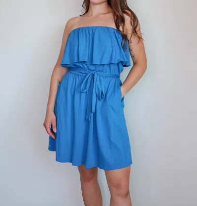 Michael Stars Beverly Cotton Dress In Pacific Teal Blue In Multi