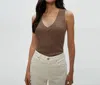 Michael Stars Blanche Ribbed Side Tank Top In Cobblestone