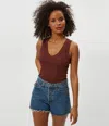 Michael Stars Blanche Ribbed Tank In Brown
