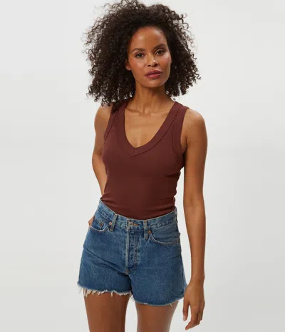 Michael Stars Blanche Ribbed Tank In Brown