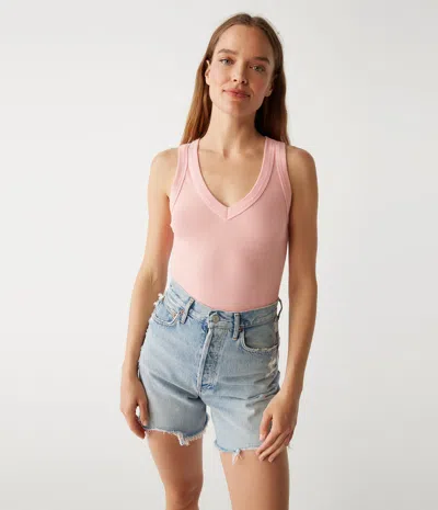 Michael Stars Blanche Ribbed Tank In Grapefruit