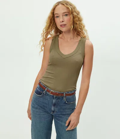 Michael Stars Blanche Ribbed Tank In Green