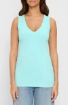 Michael Stars Blanche Side Ruched Tank In Blue