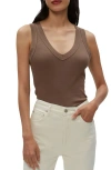 Michael Stars Blanche Side Ruched Tank In Cobblestone