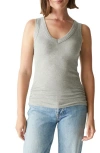 Michael Stars Blanche Ruched Side Top In Heather Grey
