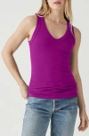 Michael Stars Blanche Side Ruched Tank In Red