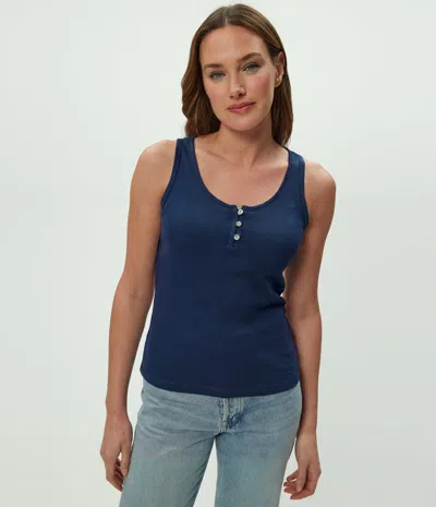 Michael Stars Brandy Henley Tank In Blue