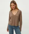 Michael Stars Brea Cropped V-neck Tee In Brown