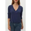 Michael Stars Brea V-neck Supima Cotton Top In Blue