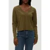 Michael Stars Brea V-neck Supima Cotton Top In Green