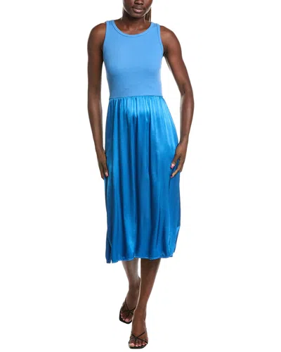 Michael Stars Bridgette Mixed Media Midi Dress In Blue
