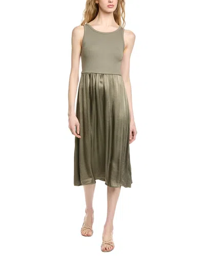 Michael Stars Bridgette Mixed Media Midi Dress In Green