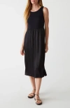 Michael Stars Bridgette Mixed Media Tank Midi Dress In Black