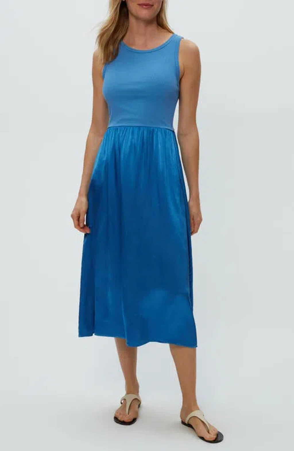 knee length dresses for ladies Women's 100% Cotton Midi Tank Dress main image 1