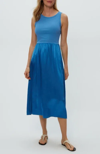 Michael Stars Bridgette Mixed Media Tank Midi Dress In Ocean
