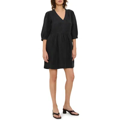 Michael Stars Brielle Linen Blend Minidress In Black