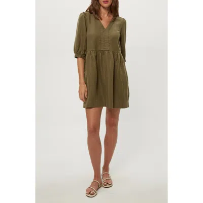 Michael Stars Brielle Linen Blend Minidress In Green