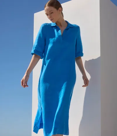 Michael Stars Briony Linen Shirtdress In Blue