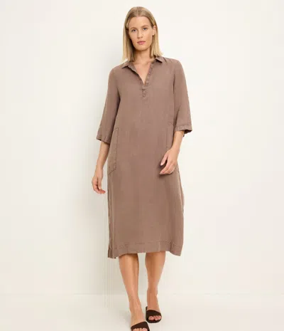 Michael Stars Briony Linen Shirtdress In Brown