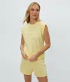 Michael Stars Brooklyn Power Shoulder Sweatshirt In Lemonade