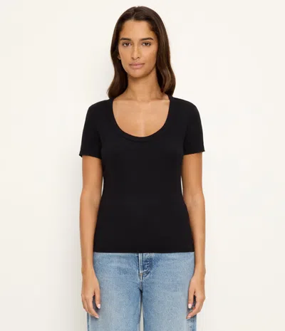 Michael Stars Calla Scoop Neck T-shirt In Black