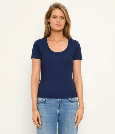 Michael Stars Calla Scoop Neck Tee In Blue