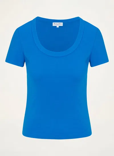 Michael Stars Calla Scoop Neck Tee In Blue