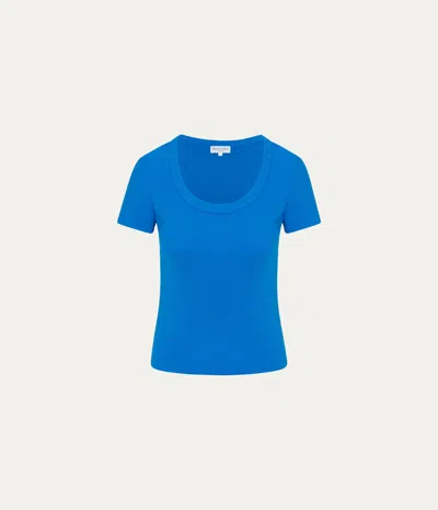 Michael Stars Calla Scoop Neck Tee In Blue