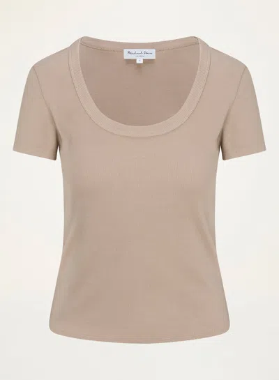 Michael Stars Calla Scoop Neck Tee In Neutral