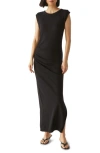 Michael Stars Calliope Power Shoulder Maxi Dress In Black