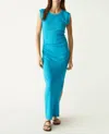 Michael Stars Calliope Power Shoulder Maxi Dress In Blue