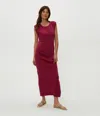 Michael Stars Calliope Power Shoulder Maxi Dress In Cabernet