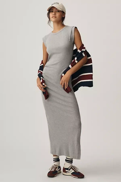 Michael Stars Calliope Power Shoulder Maxi Dress In Grey