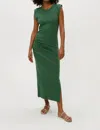 Michael Stars Calliope Power Shoulder Maxi Dress In Palm In Green