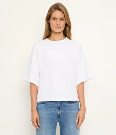 Michael Stars Zinnia Pleated Side Cotton T-shirt In White