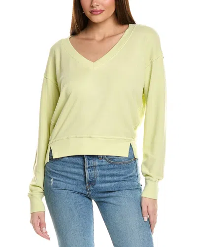 Michael Stars Camila V-neck Cropped Sweatshirt In Yellow
