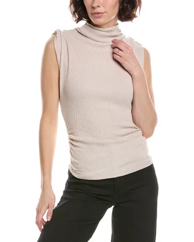 Michael Stars Campbell Ruched Mock Neck T-shirt In White