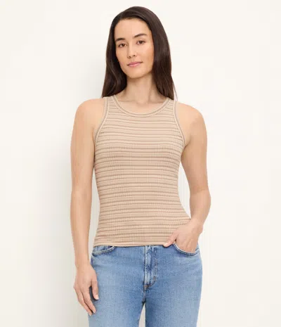 Michael Stars Carolie Striped Ribbed Tank In Brown