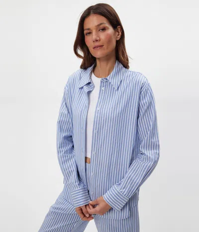 Michael Stars Carson Striped Button Down Shirt In Blue