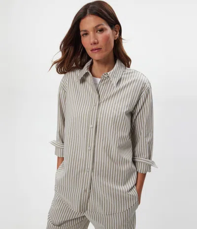 Michael Stars Carson Striped Button Down Shirt In Green