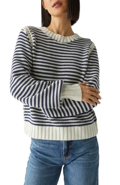 Michael Stars Caset Crewneck Jumper In Nocturnal Stripe