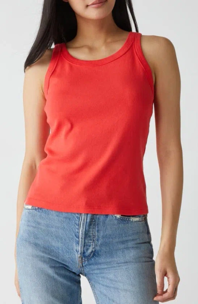 Michael Stars Cassie Binded Cotton Tank In Red