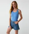 Michael Stars Cassie Thin Banded Tank Top In Salt Water In Salt Water